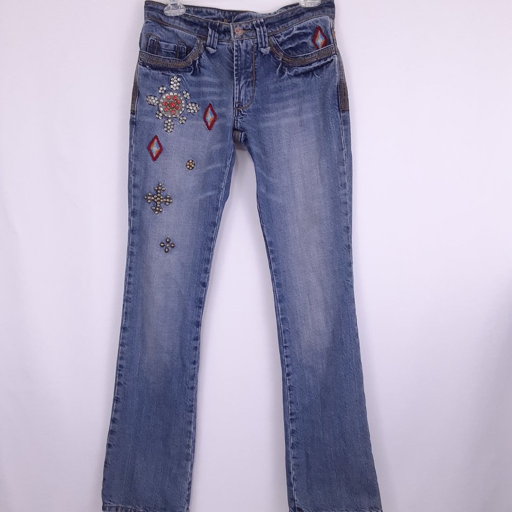 Western Denim Bank Jeans Embroidered 100% Cotton Size 27